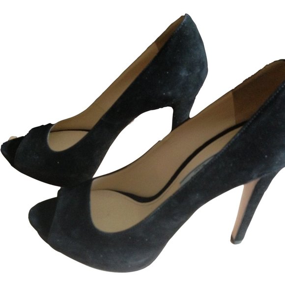 Prada Suede Open Toe Platform Pumps - Picture 1 of 4